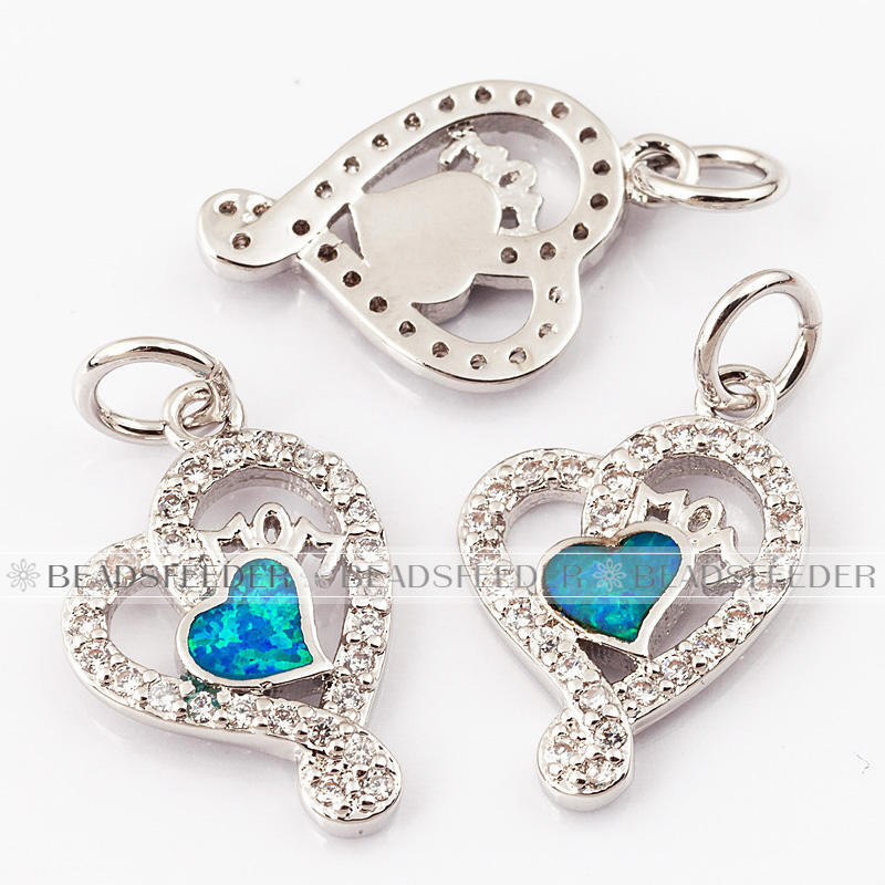Kiss lip charm/pendant,blue opal, clear CZ micro paved,findingings,Cubic Zirconia CZ pendant,jewelry supplies,craft supplies,20x11x2mm,1pc
