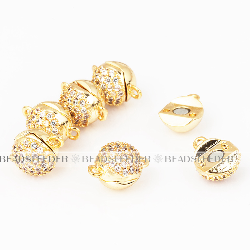 8mm  round ball N50 Magnetic Clasp for bracelet Necklace ,CZ micro pave Magnetic Jewelry Clasp, jewelry findings