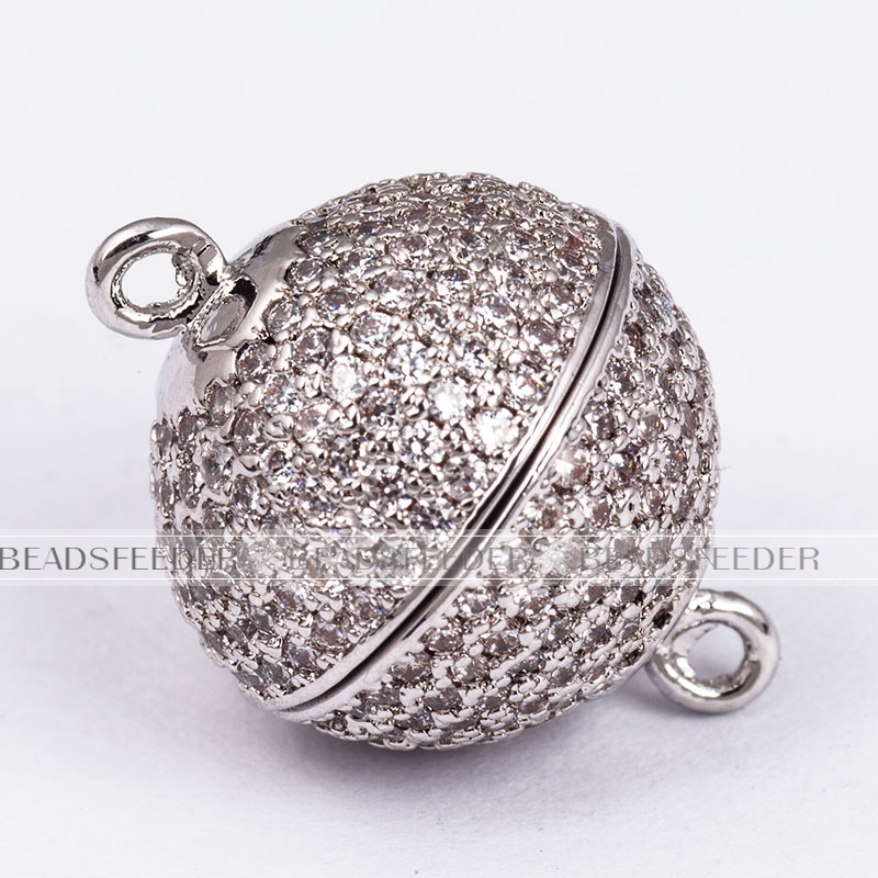 14mm Super strong round ball N50 Magnetic Clasp for bracelet Necklace ,CZ micro pave Magnetic Jewelry Clasp, jewelry findings