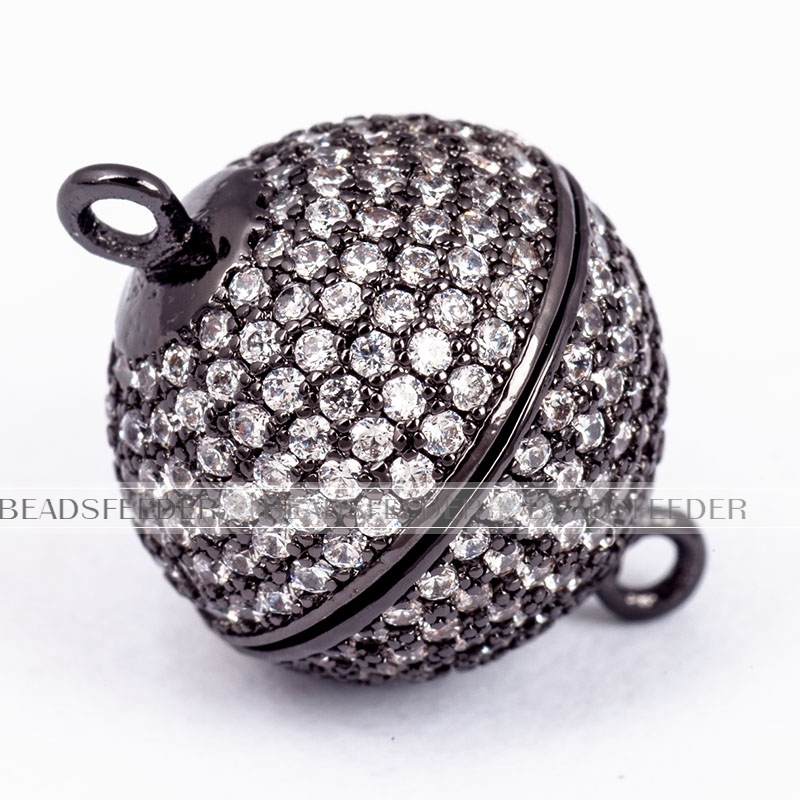 14mm Super strong round ball N50 Magnetic Clasp for bracelet Necklace ,CZ micro pave Magnetic Jewelry Clasp, jewelry findings