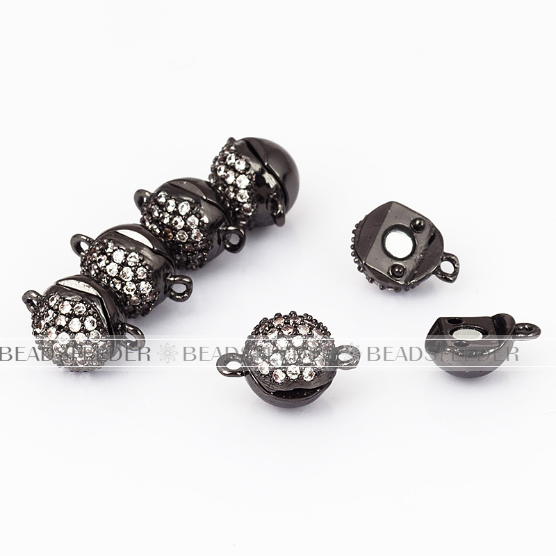 8mm  round ball N50 Magnetic Clasp for bracelet Necklace ,CZ micro pave Magnetic Jewelry Clasp, jewelry findings