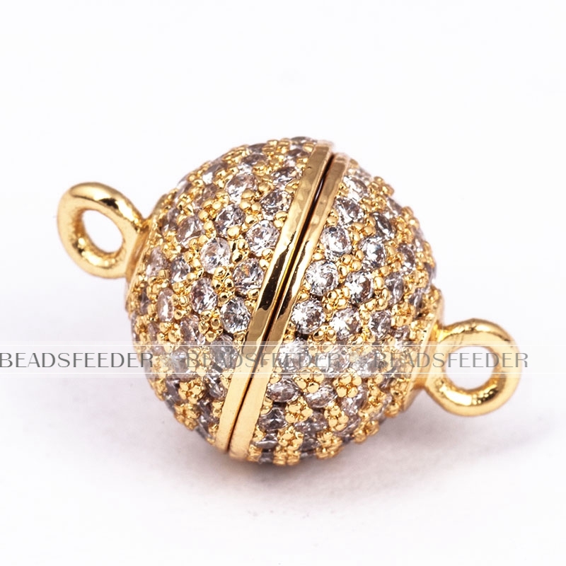 10mm Super strong round ball N50 Magnetic Clasp for bracelet Necklace ,CZ micro pave Magnetic Jewelry Clasp, jewelry findings