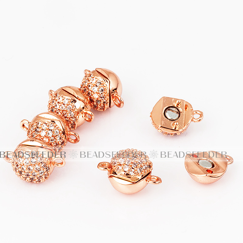 8mm  round ball N50 Magnetic Clasp for bracelet Necklace ,CZ micro pave Magnetic Jewelry Clasp, jewelry findings