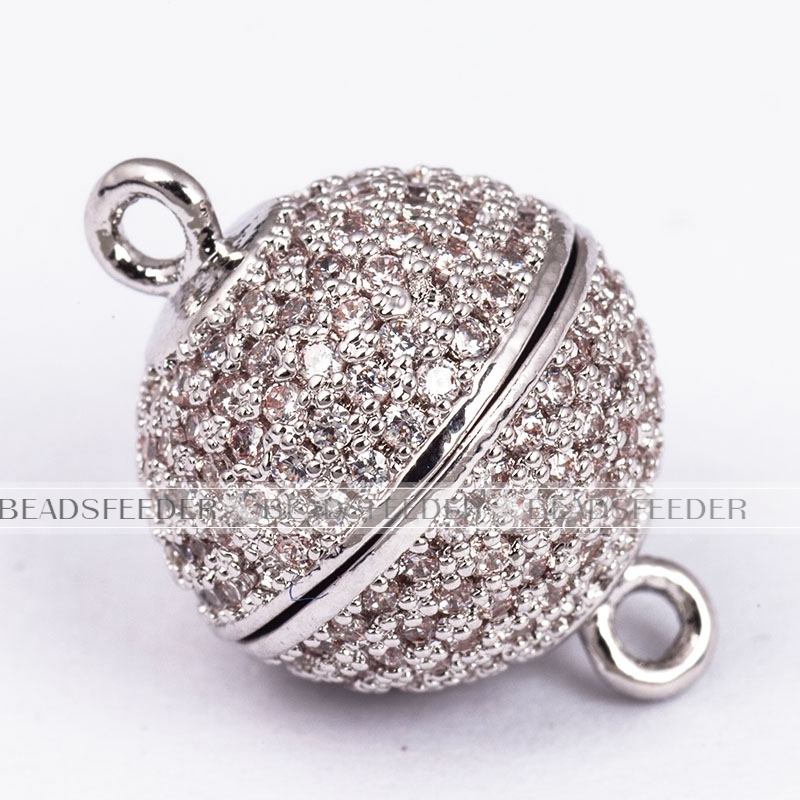 12mm Super strong round ball N50 Magnetic Clasp for bracelet Necklace ,CZ micro pave Magnetic Jewelry Clasp, jewelry findings