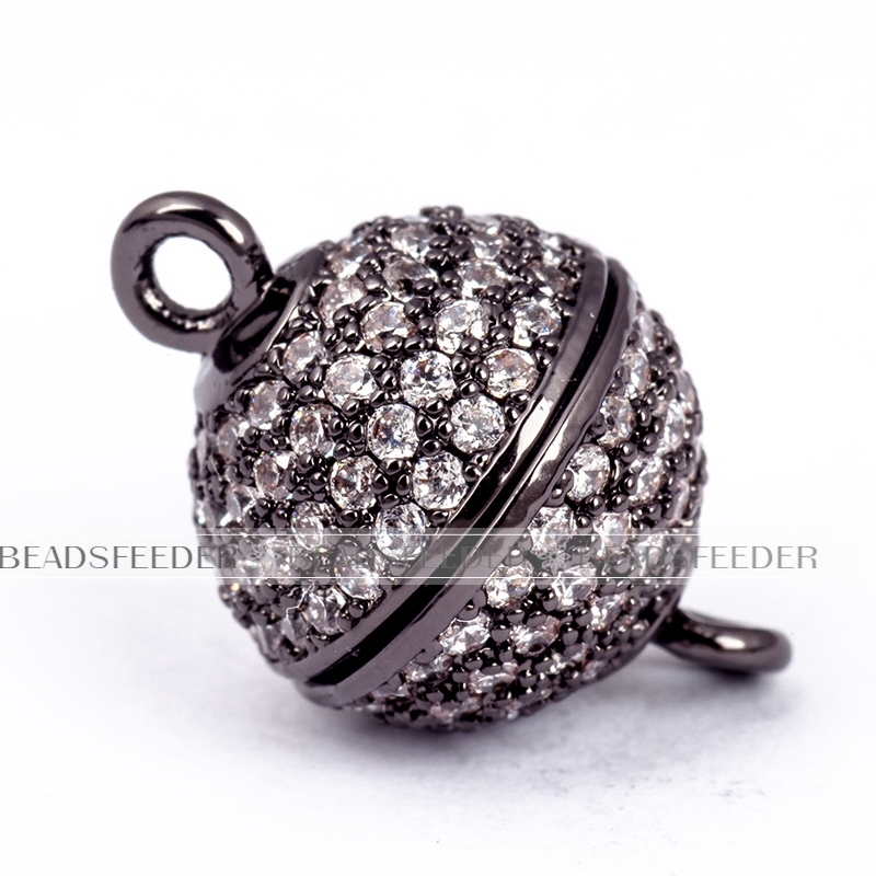 10mm Super strong round ball N50 Magnetic Clasp for bracelet Necklace ,CZ micro pave Magnetic Jewelry Clasp, jewelry findings