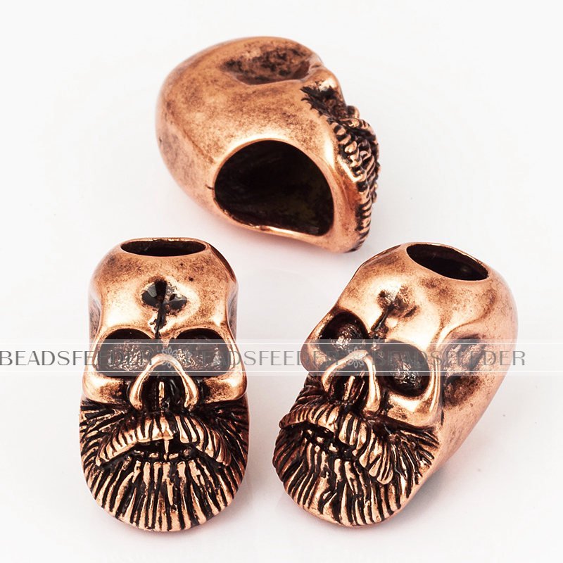 Beard skull,antique style 550 Paracord Bead Skull Charm,fit for EDC Survival Bracelet Lanyard,23x13x15mm , 1pc