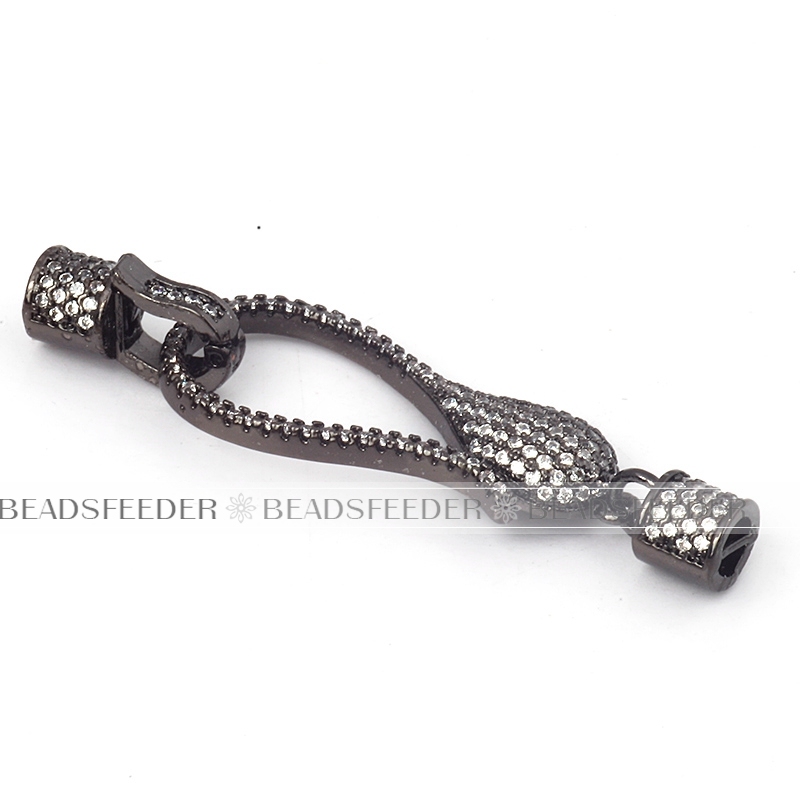 Clasp for bracelet, Gold/Rose gold/Silver/Black,Pave inter Lock,14x50mm,1pc