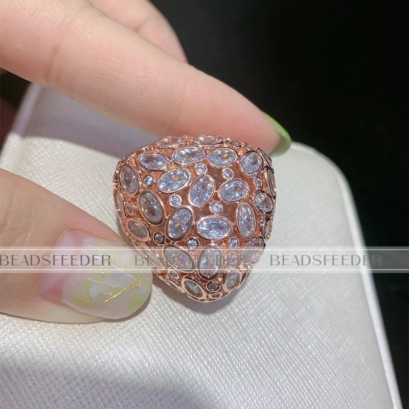 Triangle focal beads with fancy cubic zirconia , Micro Pave Beads / CZ Bead / Clear Cubic Zirconia beads, 30mm, 1pcs