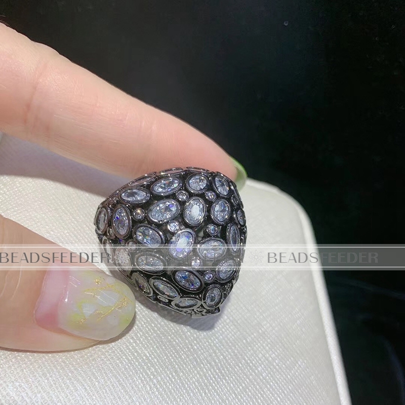 Triangle focal beads with fancy cubic zirconia , Micro Pave Beads / CZ Bead / Clear Cubic Zirconia beads, 30mm, 1pcs