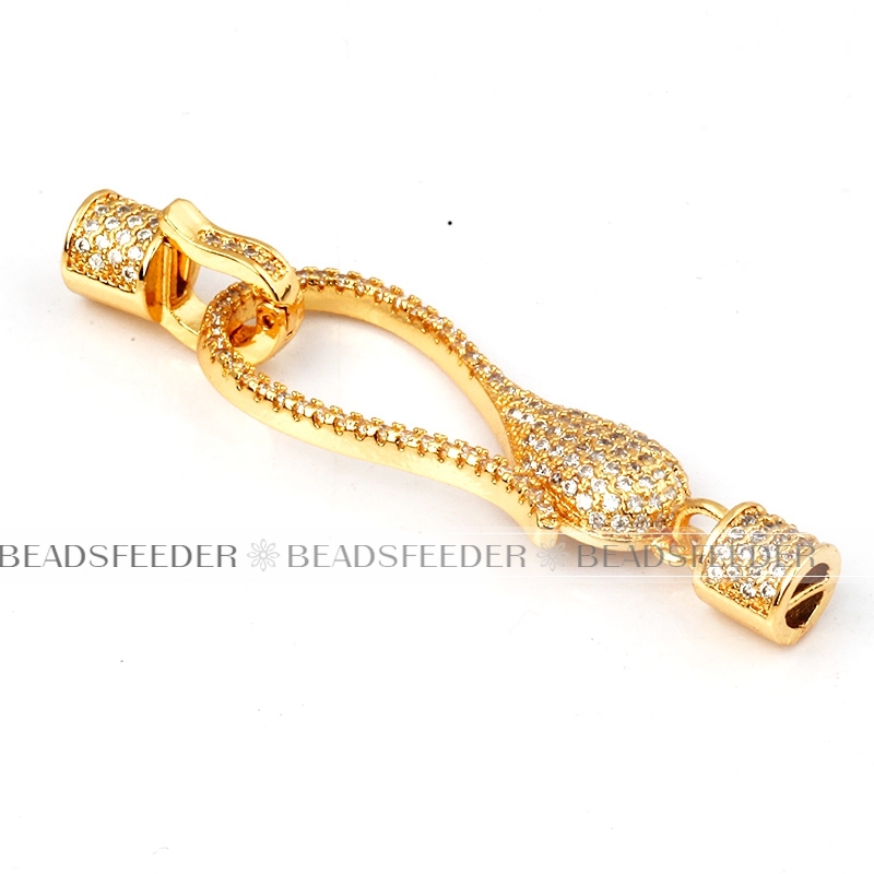 Clasp for bracelet, Gold/Rose gold/Silver/Black,Pave inter Lock,14x50mm,1pc