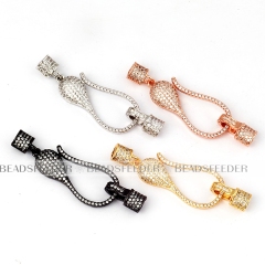 Clasp for bracelet, Gold/Rose gold/Silver/Black,Pave inter Lock,14x50mm,1pc