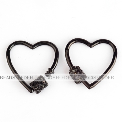 Small size Screw on heart Shape Clasp for metal chain and cord, Gold/Rose gold/Silver/Black,Pave Lock,1pc