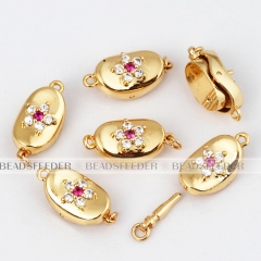 Fuchsia CZ Bean shape clasp for bracelet and necklace