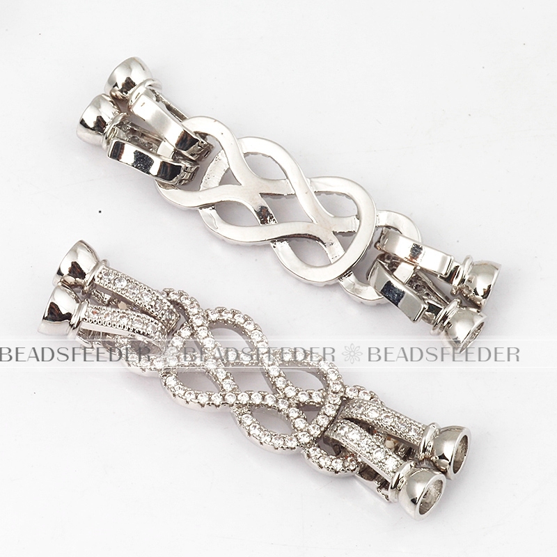 Two strands Bracelet Necklace Clasp Buckle Micro paved , CZ Micro Pave Clasp Fastener for Beading supplies, 53x13mm 1pc