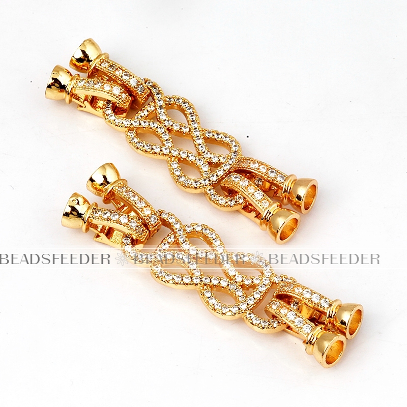 Two strands Bracelet Necklace Clasp Buckle Micro paved , CZ Micro Pave Clasp Fastener for Beading supplies, 53x13mm 1pc