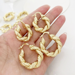 Jumbo Fancy Geometric Shape Hoop Earring , Brass/Copper Based with 18K Real Gold Plated