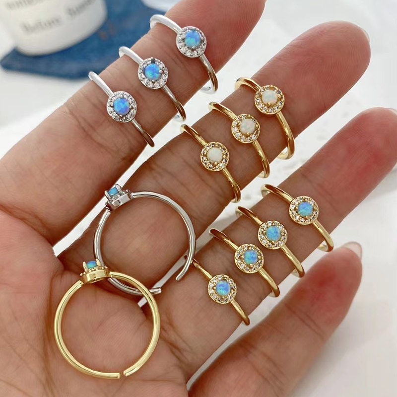 Immitation Opal , Slim Mini  Open Resizable Finger Ring for Women and Girl
