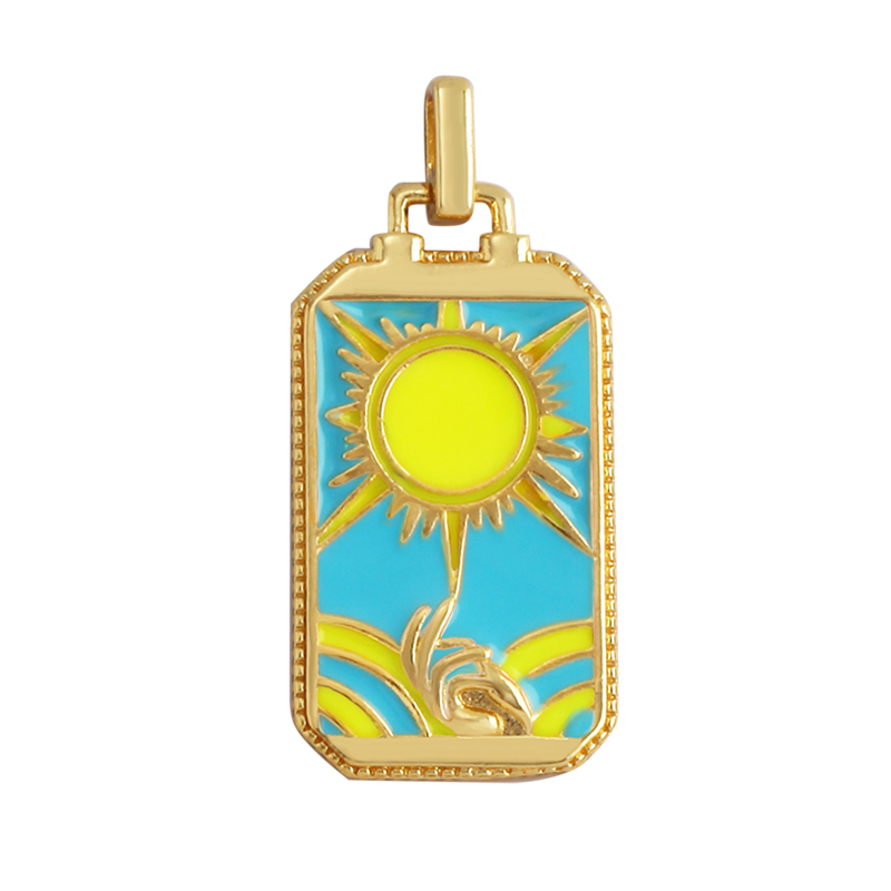 Enamel Tarot Cards Sun Star Moon Evil Eye Heart Hand Charm Pendant,New 18K Gold Plated Bracelets Necklaces Jewelry Accessories