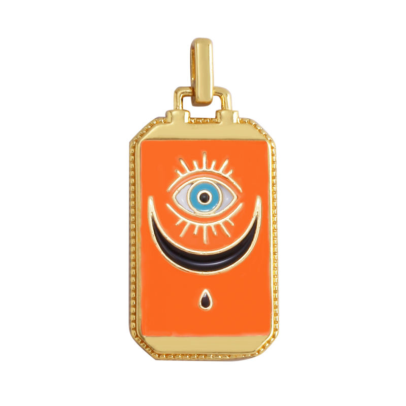 Enamel Tarot Cards Sun Star Moon Evil Eye Heart Hand Charm Pendant,New 18K Gold Plated Bracelets Necklaces Jewelry Accessories