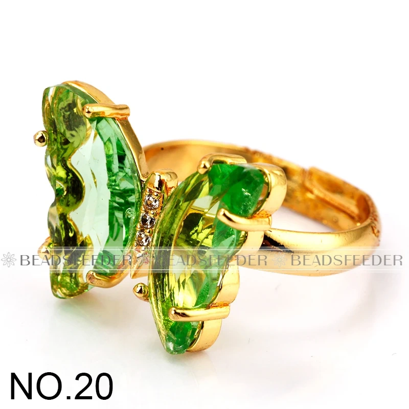 Butterfly Finger Ring Mariposa Fashion Romantic Sweet Colorful Transparent Crystal Women's Adjustable Ring Girl Party Jewelry