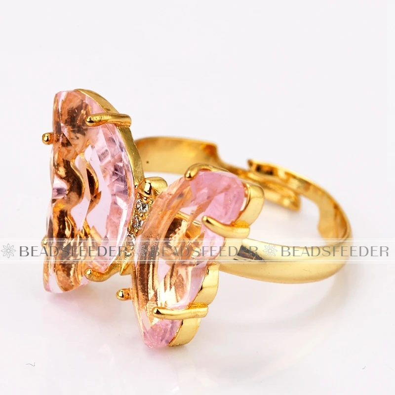 Butterfly Finger Ring Mariposa Fashion Romantic Sweet Colorful Transparent Crystal Women's Adjustable Ring Girl Party Jewelry