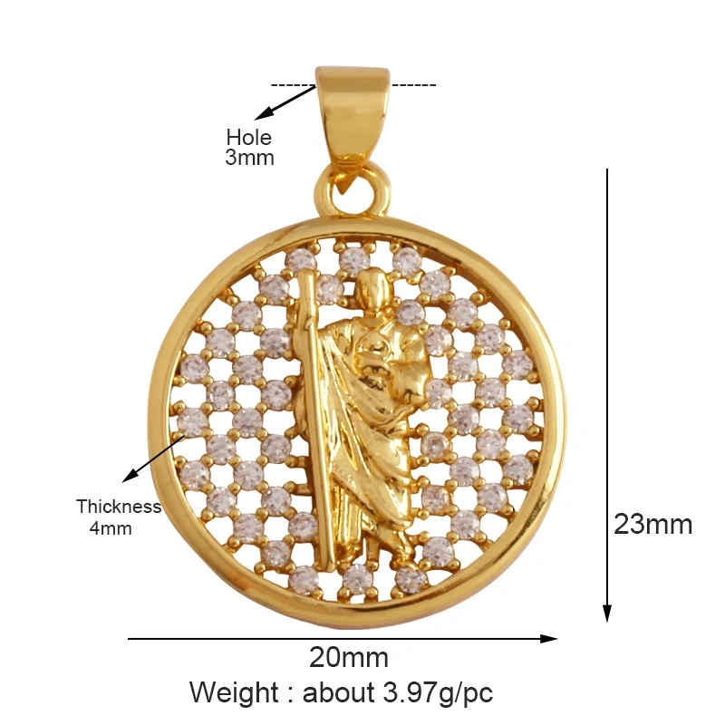 Unique Religious Jesus Holy Virgin Mary Love Heart Charms Pendant,Latest 18K Gold Plated Micro Zircon Jewelry Necklace Supplies