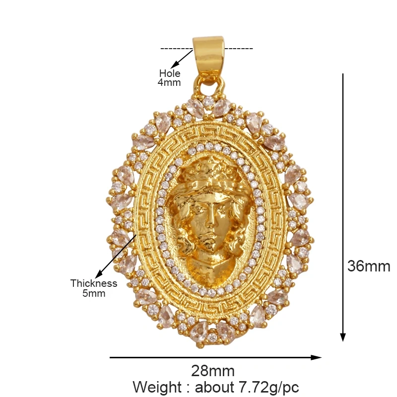 Unique Religious Jesus Holy Virgin Mary Love Heart Charms Pendant,Latest 18K Gold Plated Micro Zircon Jewelry Necklace Supplies