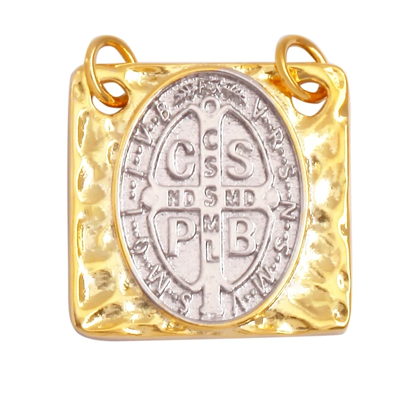 Religious Style Holy Virgin Mary Jesus Geometry Charm Pendant,18K Gold Inlaid Cubic Zirconia Jewelry Necklace Accessories Supply