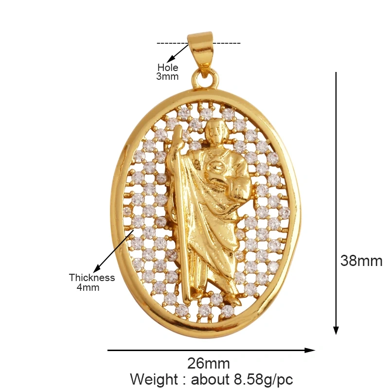 Unique Religious Jesus Holy Virgin Mary Love Heart Charms Pendant,Latest 18K Gold Plated Micro Zircon Jewelry Necklace Supplies