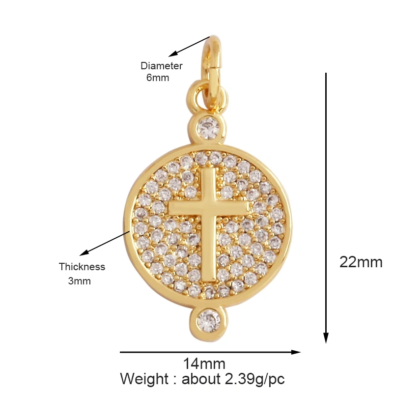 Religious Style Holy Virgin Mary Jesus Geometry Charm Pendant,18K Gold Inlaid Cubic Zirconia Jewelry Necklace Accessories Supply