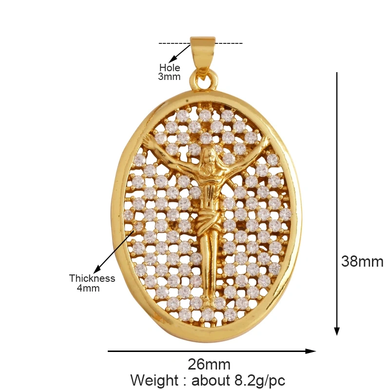 Unique Religious Jesus Holy Virgin Mary Love Heart Charms Pendant,Latest 18K Gold Plated Micro Zircon Jewelry Necklace Supplies