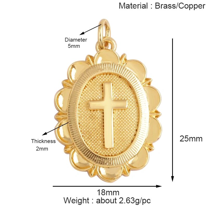 Retro Style Religious Jesus Holy Virgin Mary Charms Pendant,Latest 18K Gold Plated Micro Zircon Jewelry Necklace Supplies