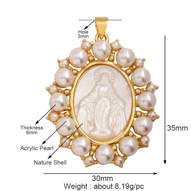 Shell Pearl 18K Gold Plated Life Tree Angel Charm Pendant,Holy Religious Jesus Virgin Mary Jewelry Necklace Accessories Supplies