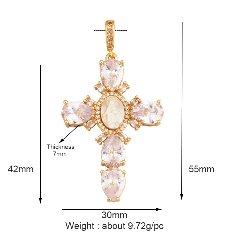 Unique Religious Jesus Holy Virgin Mary Love Heart Charms Pendant,Latest 18K Gold Plated Micro Zircon Jewelry Necklace Supplies