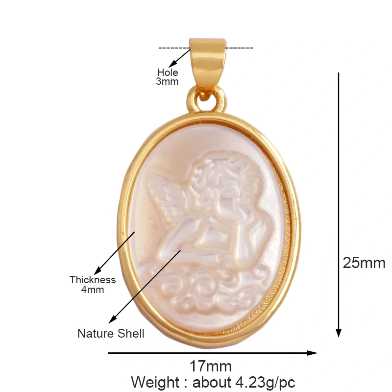 Shell Pearl 18K Gold Plated Life Tree Angel Charm Pendant,Holy Religious Jesus Virgin Mary Jewelry Necklace Accessories Supplies