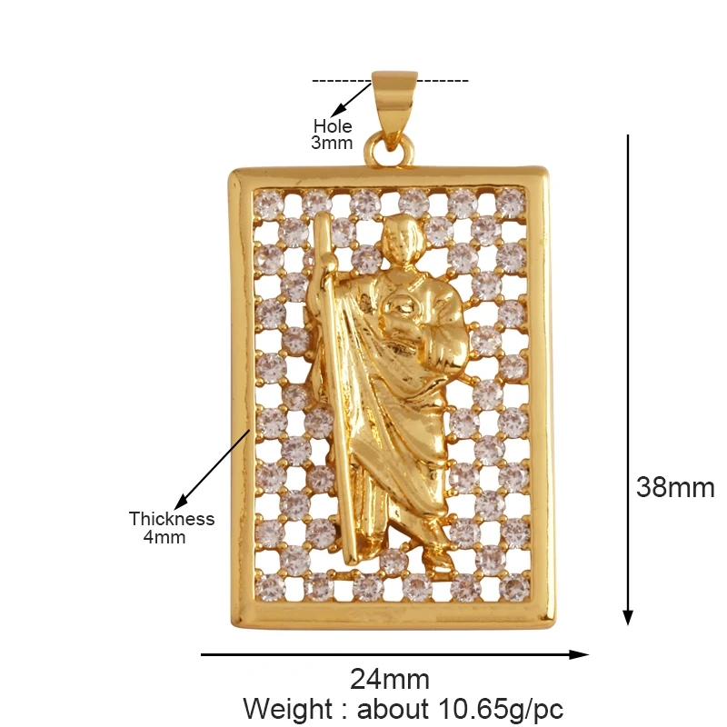 Unique Religious Jesus Holy Virgin Mary Love Heart Charms Pendant,Latest 18K Gold Plated Micro Zircon Jewelry Necklace Supplies