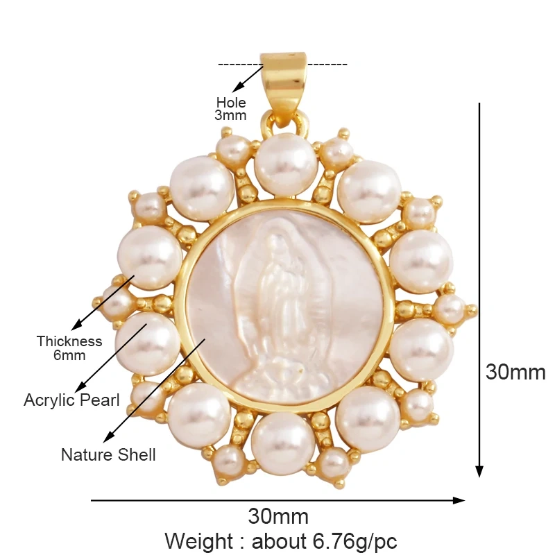 Shell Pearl 18K Gold Plated Life Tree Angel Charm Pendant,Holy Religious Jesus Virgin Mary Jewelry Necklace Accessories Supplies