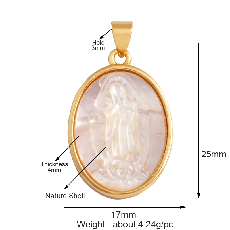 Unique Religious Jesus Holy Virgin Mary Love Heart Charms Pendant,Latest 18K Gold Plated Micro Zircon Jewelry Necklace Supplies