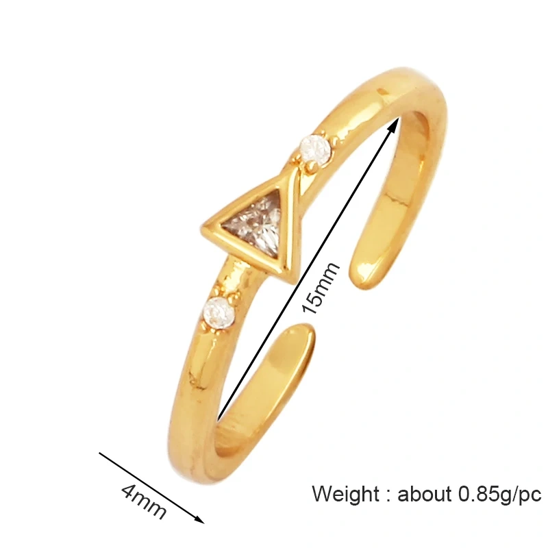 Unique Style Fashion Colorful Geometry Finger Ring,18K Gold Plated Zircon Open Adjustable Rings Charm Jewelry Findings Supplies