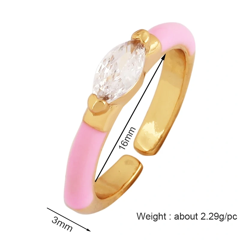 Fashion Cubic Zirconia Geometry Colorful Finger Ring,18K Gold Plated Open Adjustable Rings Charm Jewelry Findings Supplies