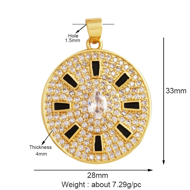 Shining Sun Star Moon Shell Charm Pendant,18K Plated Gold Inlaid Cubic Zirconia Jewelry Findings Necklace Bracelet Supplies