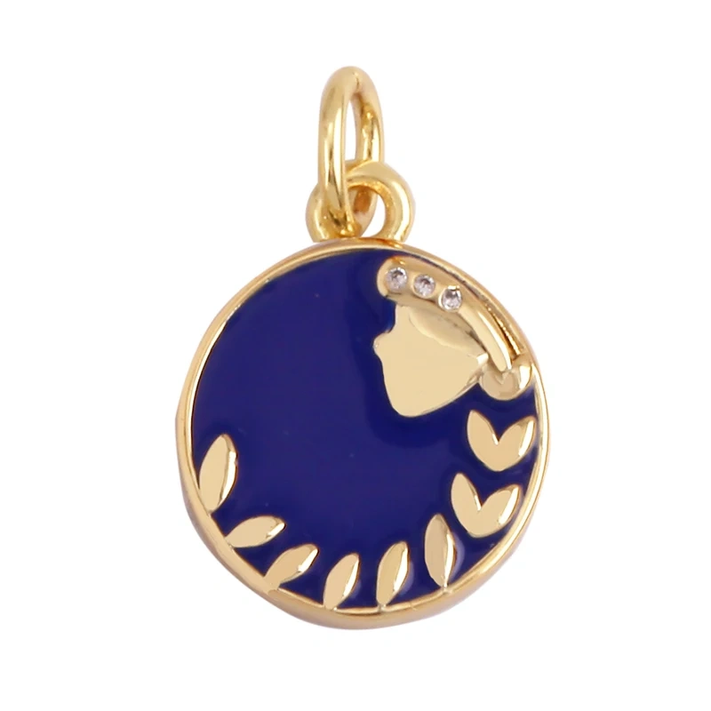 Trendy Zodiac Horoscope Sign Medallion Charm Pendant,18K Gold Plated Colorful Enamel Necklace Bracelet Jewelry Making Supplies