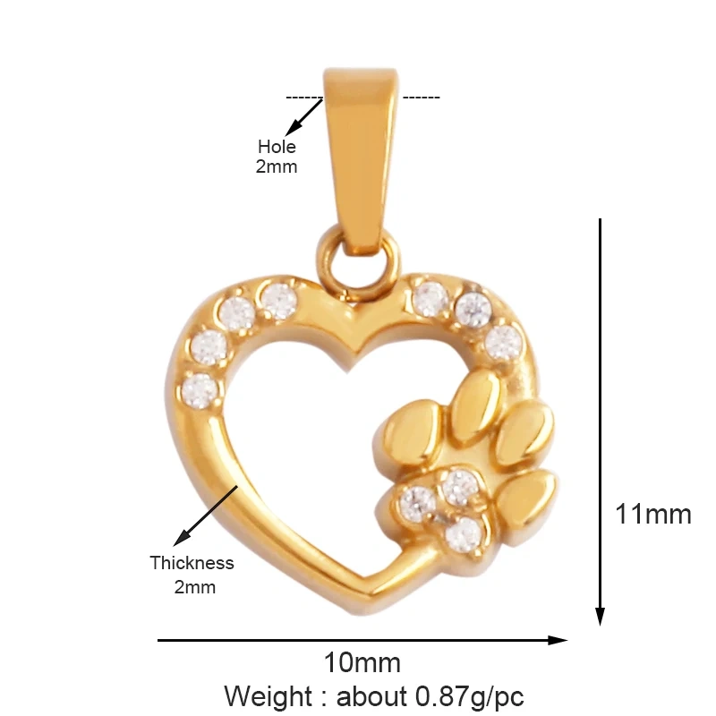 Fashion Love Heart 316 Stainless Steel Cubic Zirconia Geometry Charm Pendant,Jewelry Findings Bracelet Necklace Supplies