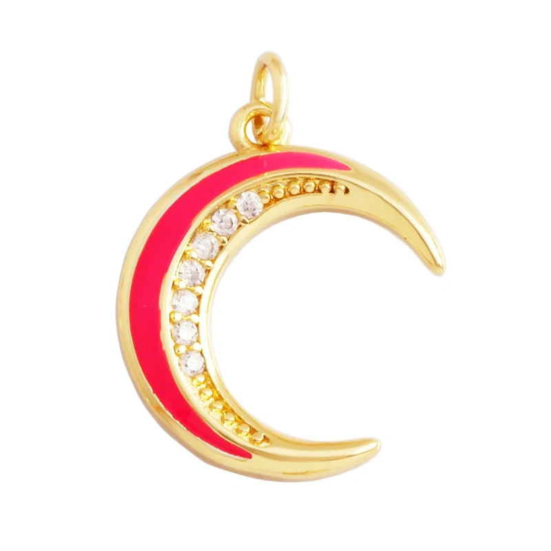 Shining Sun Star Moon Shell Charm Pendant,18K Plated Gold Inlaid Cubic Zirconia Jewelry Findings Necklace Bracelet Supplies