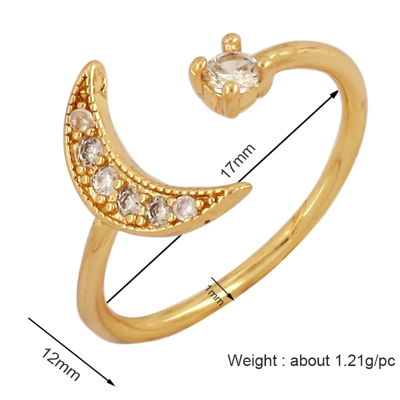 Fashion Cubic Zirconia Geometry Colorful Finger Ring,18K Gold Plated Open Adjustable Rings Charm Jewelry Findings Supplies