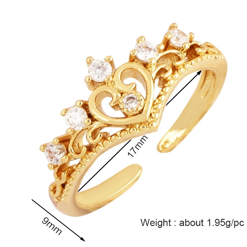 Fashion Cubic Zirconia Geometry Colorful Finger Ring,18K Gold Plated Open Adjustable Rings Charm Jewelry Findings Supplies