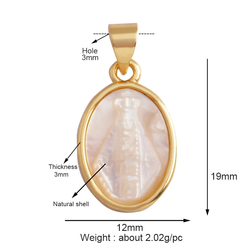 Holy Religious Style Virgin Mary Jesus Geometry Charm Pendant,18K Gold Inlaid Cubic Zirconia Jewelry Necklace Accessories Supply