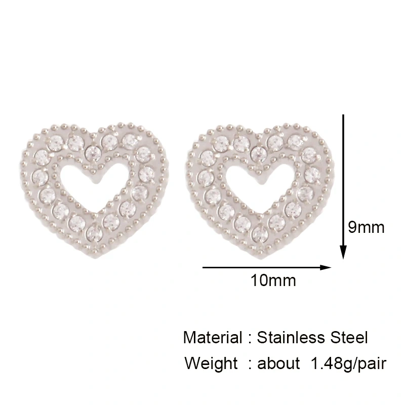 Fashion Love Heart Charm Earring,Rectangle Square Oval Round Geometry Ear Stud,316 Stainless Steel Gold Plated Jewelry Supplies
