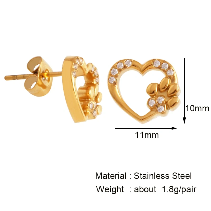 Fashion Love Heart Charm Earring,Rectangle Square Oval Round Geometry Ear Stud,316 Stainless Steel Gold Plated Jewelry Supplies