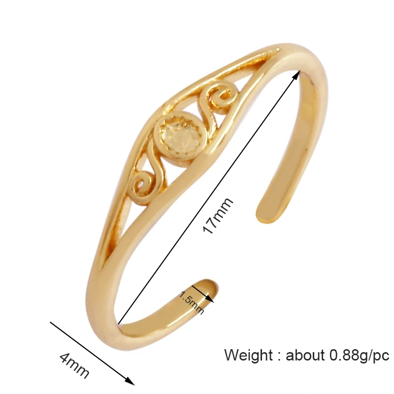 Fashion Colorful Eye Water Drop Shape Finger Ring,18K Gold Plated Zircon Open Adjustable Rings Charm Jewelry Findings Supplies